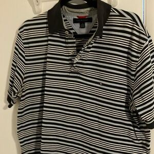 Tommy Hilfiger Black and White Polo Shirt